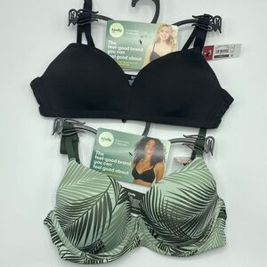 Womens Sustainable Tailored Full Coverage & Wireless T-Shirt Bra 2-Pack Size 32B